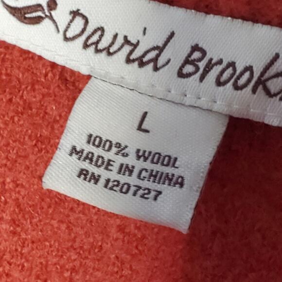 David Brooks Orange Boiled wool paneled ribbed sleeve zip up jacket - Picture 3 of 8